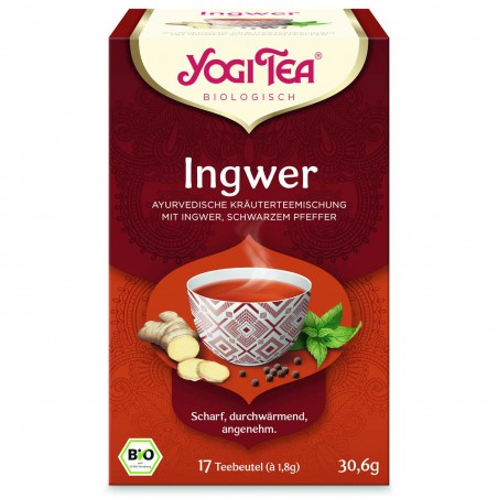 Imbierinė arbata su pipirais Ginger, Yogi Tea, ekologiška, 17 pakelių