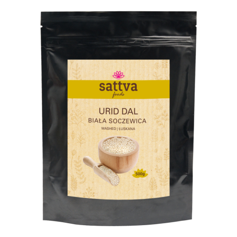 Urid Dal pupuolės, plautos, Sattva Foods, 500 g