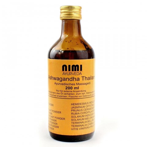 Masažo aliejus Ashwagandha Thailam, Nimi Ayurveda, 200ml