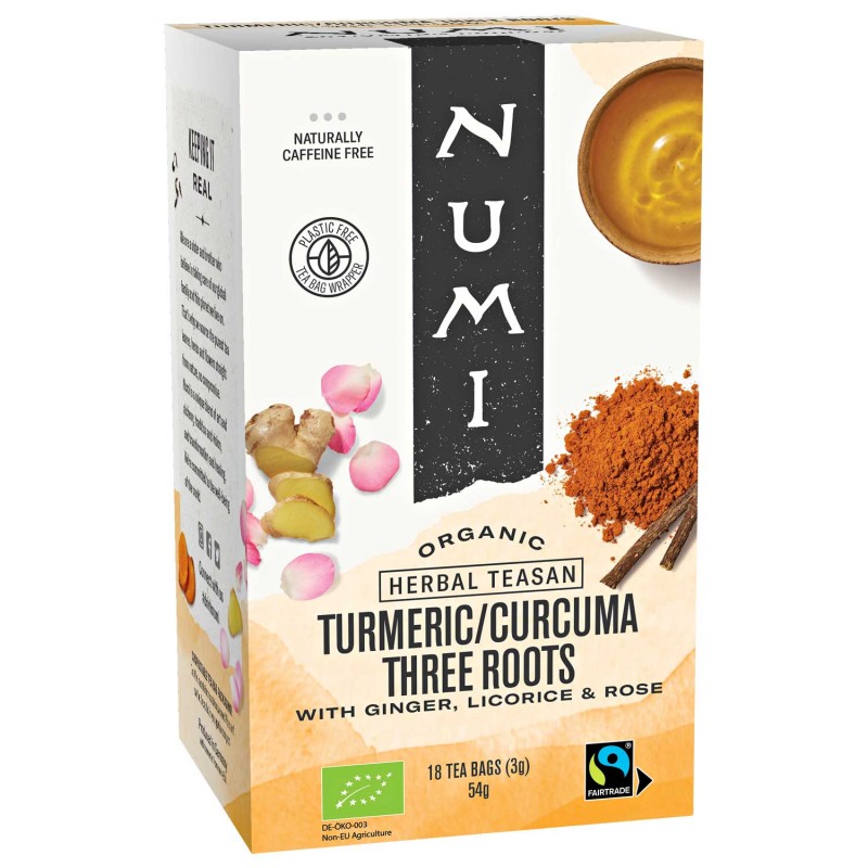 Three Roots Turmeric, organic, Numi Tea, 18 bags