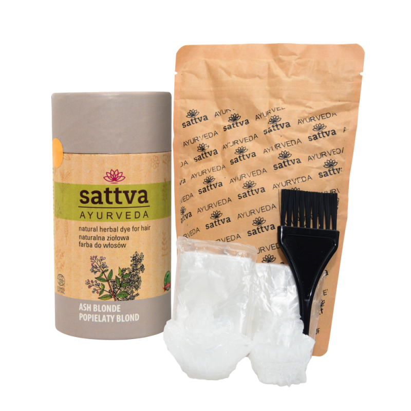 Herbal light ash-colored hair dye Ash Blond, Sattva Ayurveda, 150g