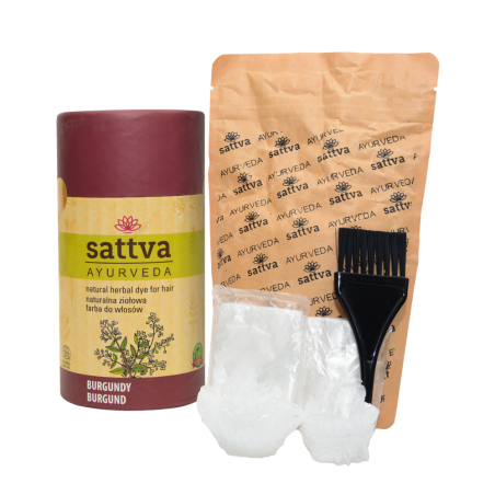 Vegetable dark red purple hair dye Burgundy, Sattva Ayurveda, 150g