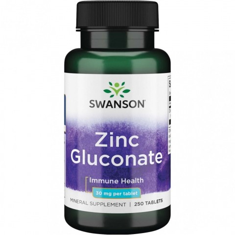 Cinko gliukonatas, Swanson, 30mg, 250 kapsulių
