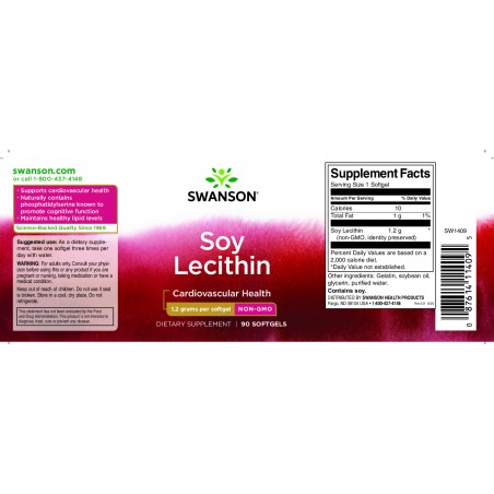 Lecithin without GMO Soy Lecithin, Swanson, 1200mg, 90 capsules