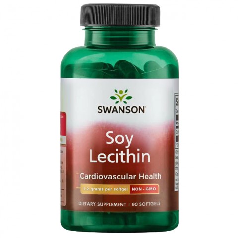 Лецитин без ГМО Soy Lecithin, Swanson, 1200 мг, 90 капсул