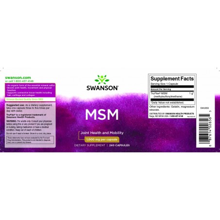 МSМ, Swanson, 1000 мг, 120 капсул