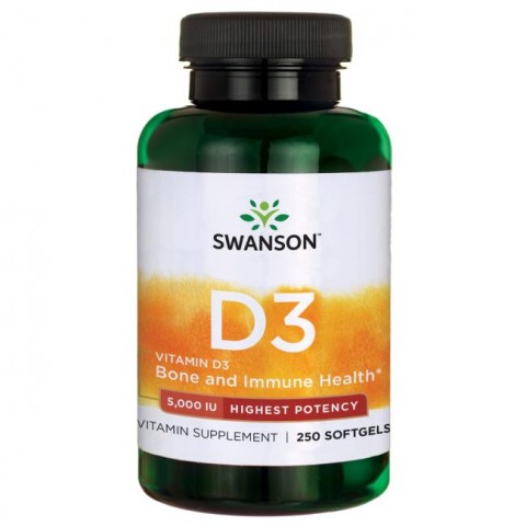 Vitamin D3 5000TV, Swanson, 125mcg, 250 capsules