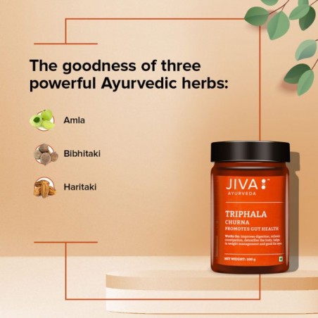 Ayurveda-seos kolmesta hedelmäjauheesta Triphala Churna, Jiva Ayurveda, 100g