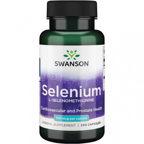 Seleeni Seleenium L-Selenomethionine, Swanson, 100mcg, 200 kapselia