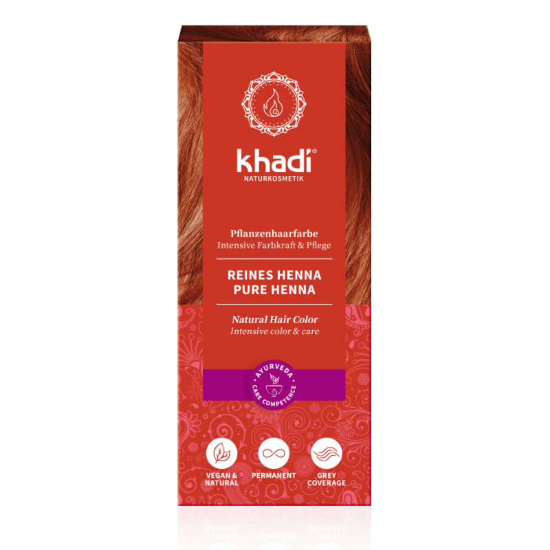 Kasvis hiusväri oranssi-syvän punainen Pure Henna, Khadi, 100g
