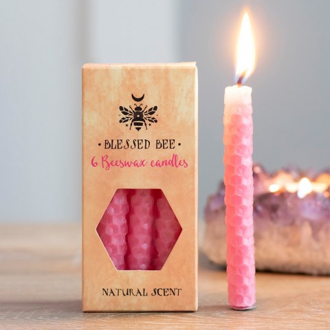 Розовые волшебные свечи из пчелиного воска Blessed Bee, 6 шт.