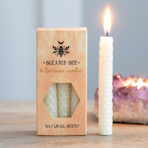 Cream beeswax Spell candles Blessed Bee, 6 pcs.