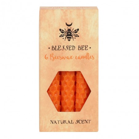 Orange beeswax Spell candles Blessed Bee, 6 pcs.