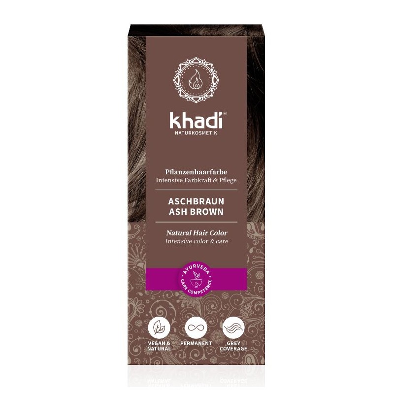 Vegetable ash brown hair dye Ash Brown, Khadi, 100g