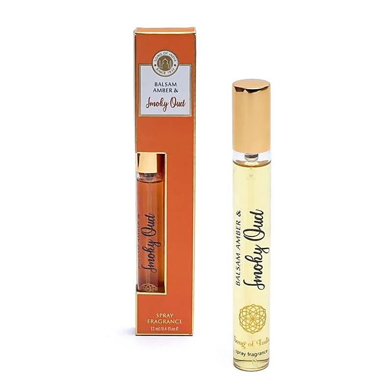 Huonetuoksun annostelija Amber & Smoky Oud, Song Of India -huonesuihke, 12 ml