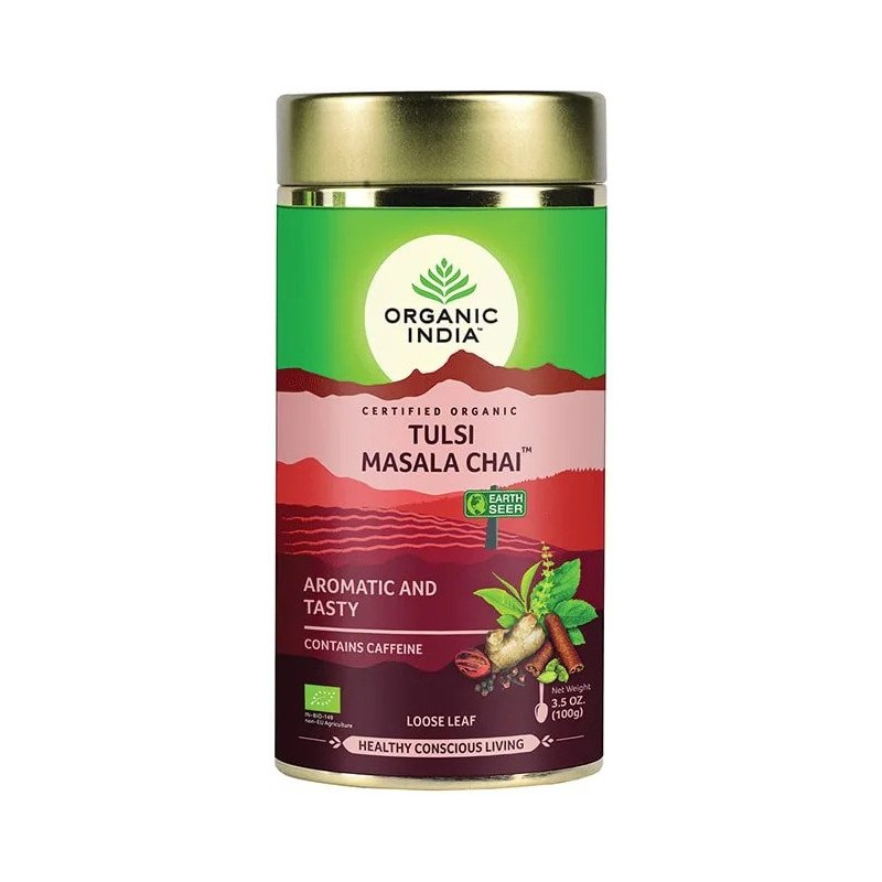 Ayurvedic spice Tulsi Masala Chai, loose, Organic India, 100g