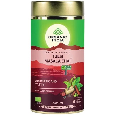 Ayurvedic mauste Tulsi Masala Chai, löysä, Organic India, 100g