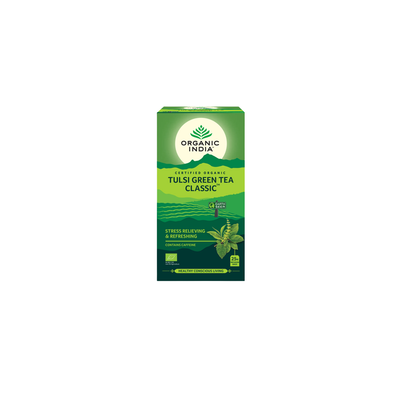 Ayurvedic Tea Tulsi Green Tea Classic, Organic India, 25 pakettia