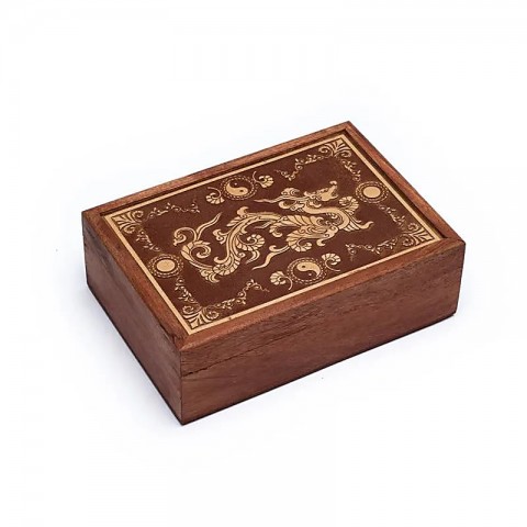 Veistetty puinen Tarot-kortti laatikko Dragon