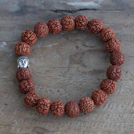 Elastic brown bracelet Buddha Bangle, light brown, 1cm