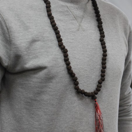 Ожерелье Рудракша Мала, темно-коричневое, 108 бусин с кисточкой