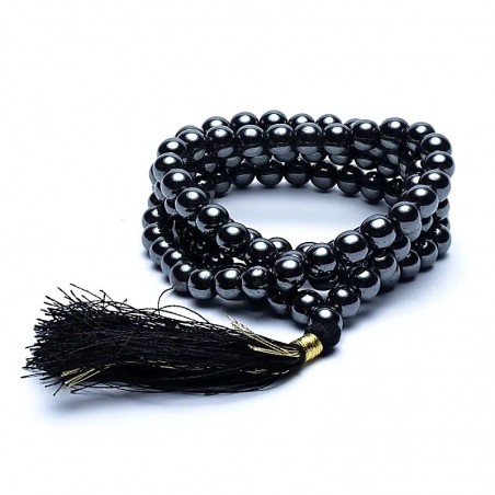 Hematite beads Mala AA quality, 108 beads + bag