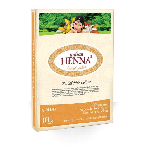 Luonnollinen vaalea hiusväri Golden, Indian Henna, 100g