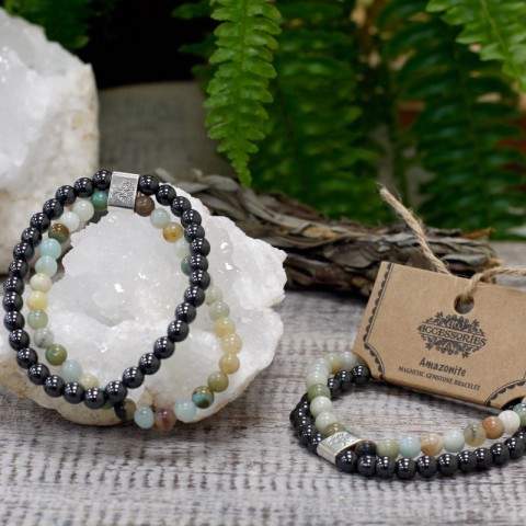 Magnetic double bracelet for integrity and inner strength Amazonite