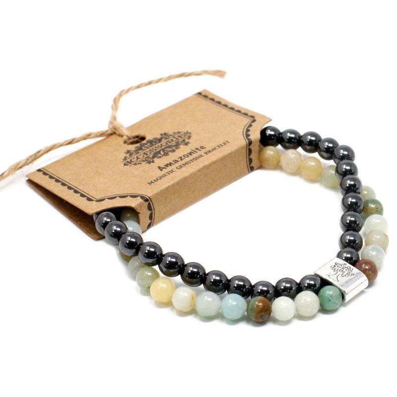 Magnetic double bracelet for integrity and inner strength Amazonite