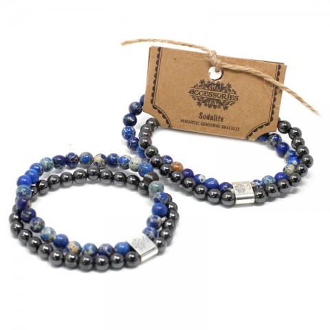 Magnetic double bracelet for correct and clear thinking Sodalite