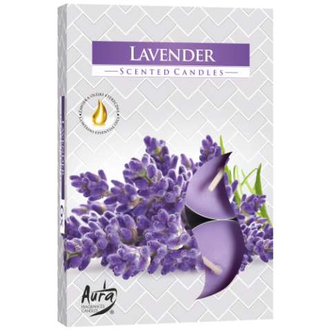 Kvapiosios arbatinės žvakutės Lavender, Aura, 6 vnt.