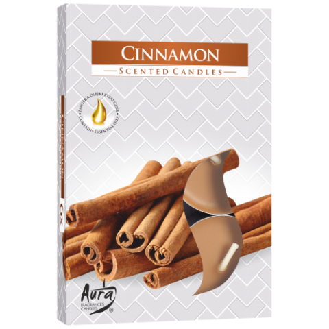 Kvapiosios arbatinės žvakutės Cinnamon, Aura, 6 vnt.
