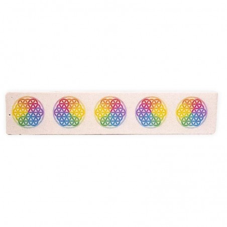 Pitkä saippuakivestä valmistettu suitsuketikkuteline Flower of Life, 25cm