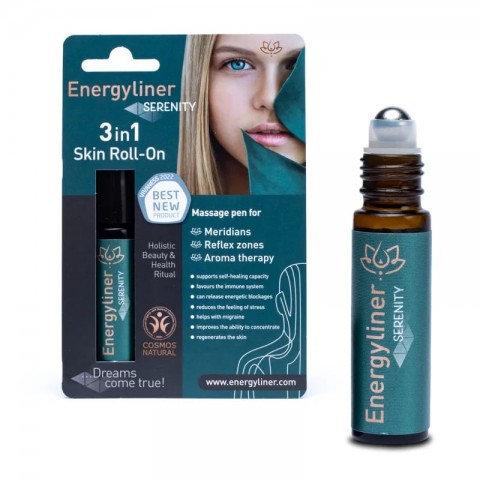Ayurvedic hierontapallo-ihon aromaattinen Serenity Skin Roll-On, Energyliner, 10 ml