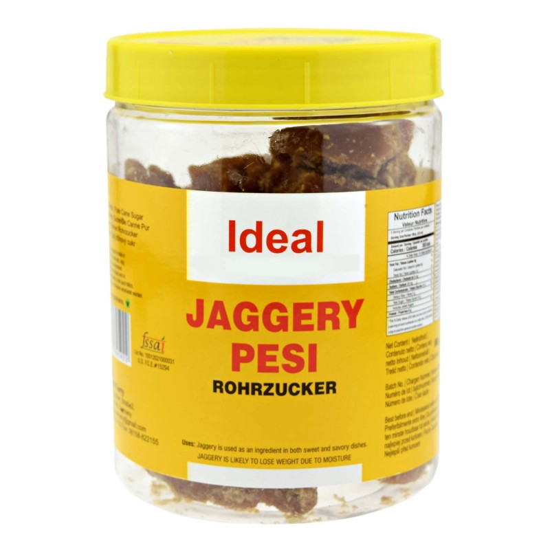 Neapdoroto cukranendrių cukraus kubeliai Jaggery Pesi, Ideal, 500 g Neapdoroto cukranendrių cukraus kubeliai Jaggery Pesi, Ideal, 500 g