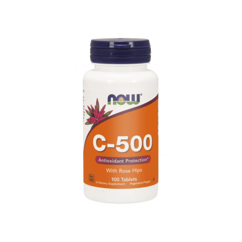 C-500-vitamiinia ruusunmarjan kanssa, NOW, 100 tablettia