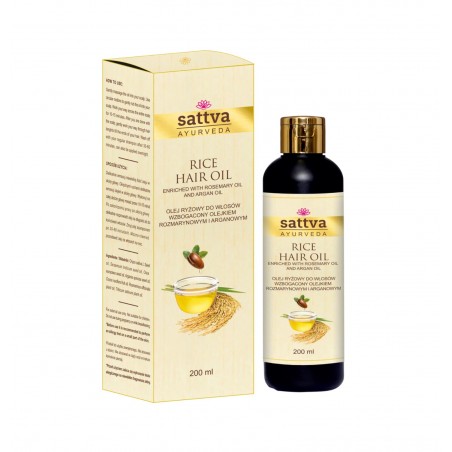 Riisiöljy hiuksille rosmariinilla ja arganilla, Sattva Ayurveda, 200ml