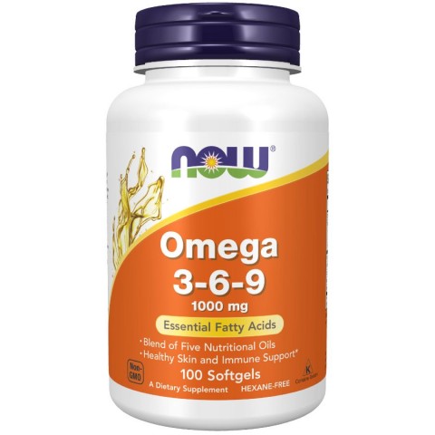 Ravintolisä Omega 3-6-9, NOW, 1000 mg, 100 kapselia