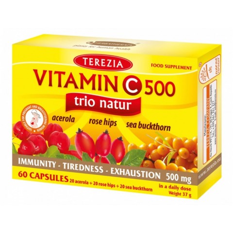 C-vitamiini Natur Trio, 500mg, Terezia, 60 kapselia