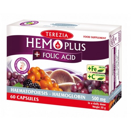 B-vitamiinit foolihapon ja raudan kanssa Hemoplius, Terezia, 60 kapselia