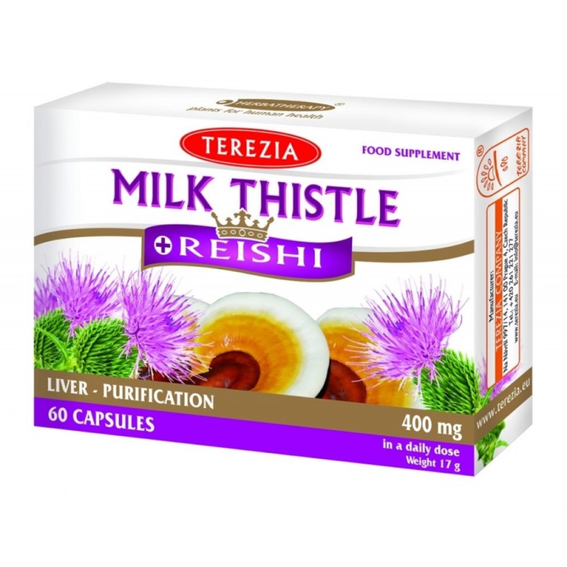 Milk Thistle, yhdistelmä reishi-sientä ja seljanmarjaa, Terezia, 60 kapselia