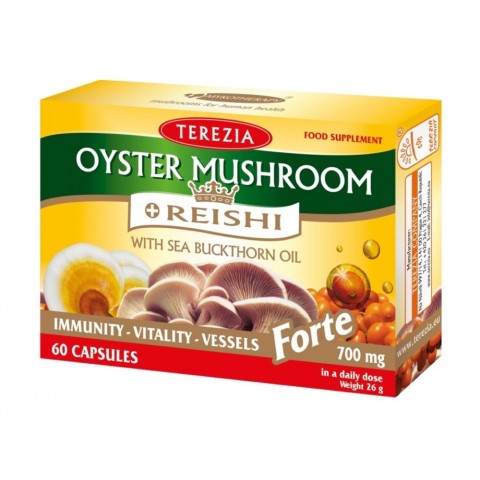 Oyster and Reishi mushrooms with sea buckthorn oil, Terezia, 60 capsules