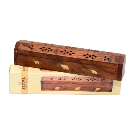 Wooden incense holder-box Elephant, Sattva Ayurveda