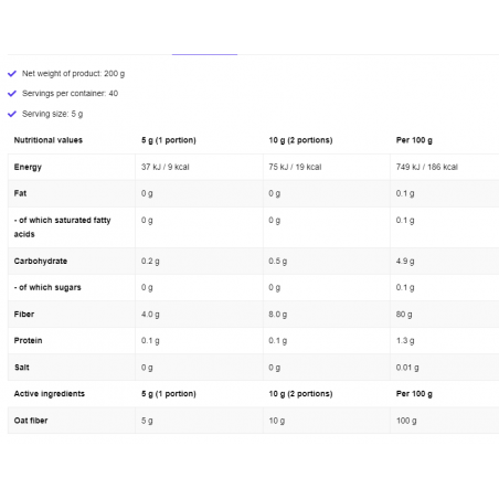 Oat fibre Vege, OstroVit, 200g
