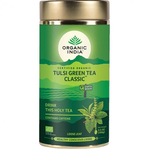 Ayurvedinen vihreä tee Tulsi Green Tea Classic, irtotee, Luomu India, 100g