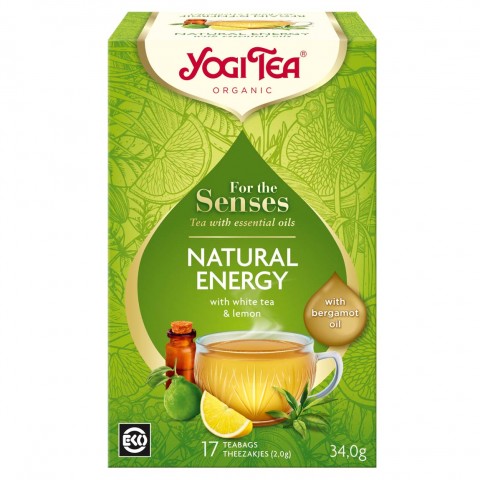 Valkoinen tee eteerisiä öljyjä sisältävä Natural Energy, Yogi Tea, 17 pakettia