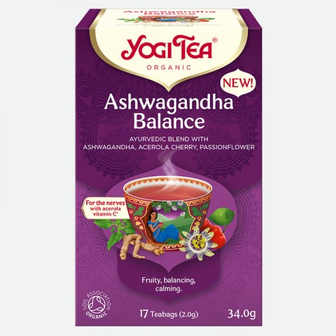 Ashwagandha Balance maustettu hedelmätee, Yogi Tea, 17 pakettia