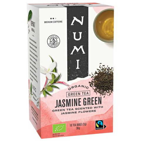 Vihreä tee jasmiininkukilla, luomu, Numi Tea, 18 pakettia