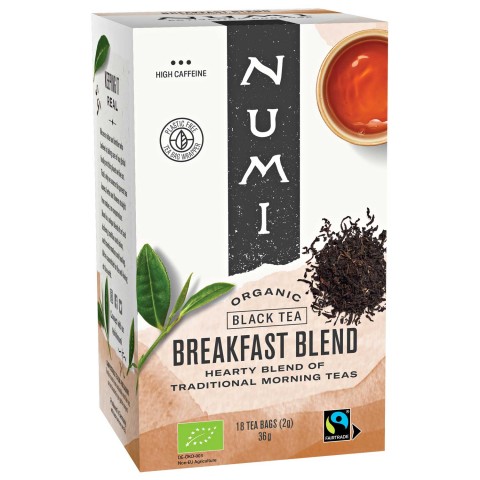 Musta tee aamiaissekoitus, luomu, Numi Tea, 18 pakettia