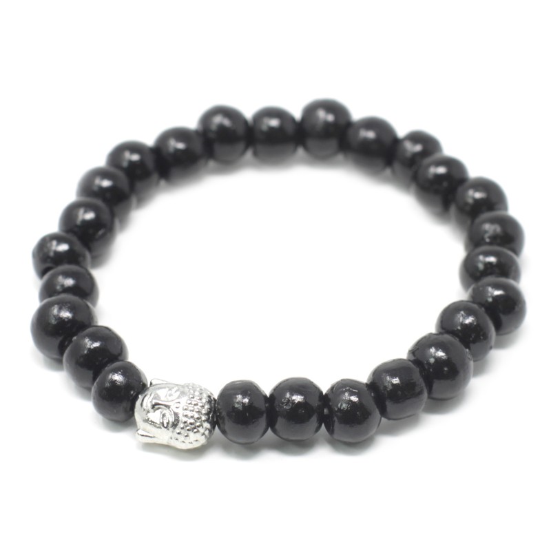 Dark wood beads Buddha bracelet